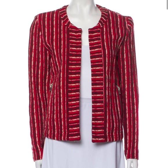 IRO Inland Red Tweed Striped Open Jacket - Picture 3 of 6